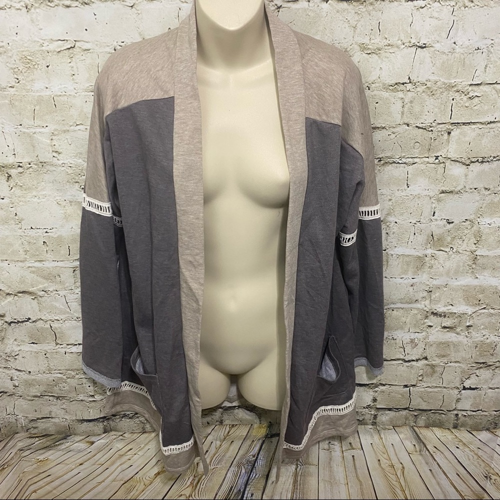NWT She + Sky Brown Beige Open Front Cardigan